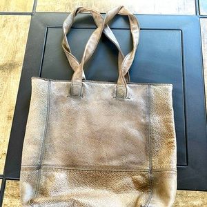 Alberto Fermani Taupe Leather Shoulder Tote
